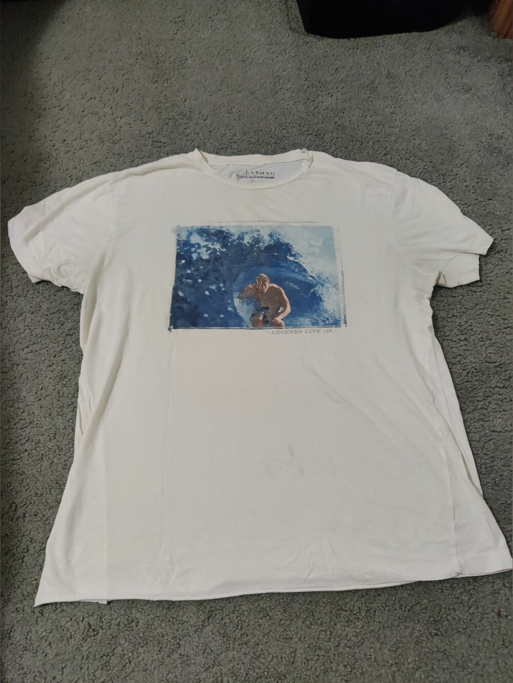 Billabong White Surf Photo Tee with Blue Graphic